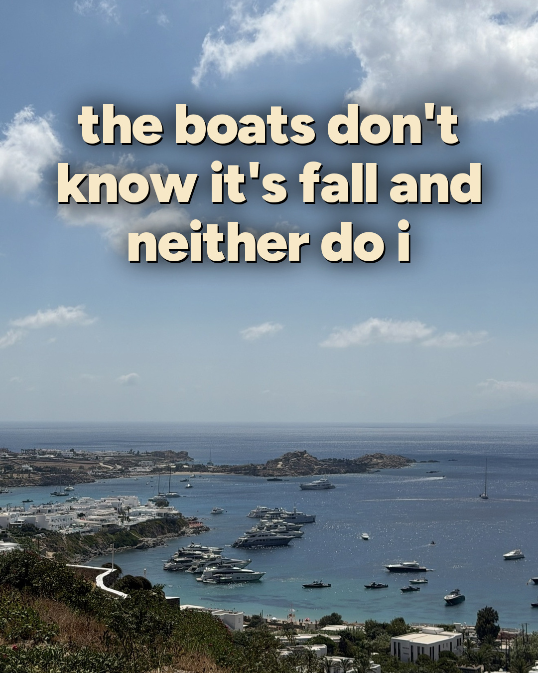 Mykonos bay filled with yachts